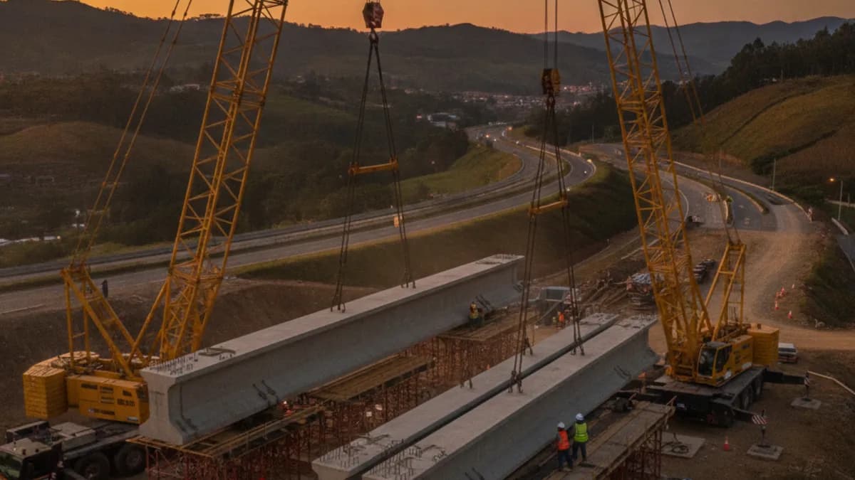 Monay Overpass Crews Are Installing the Final Beams