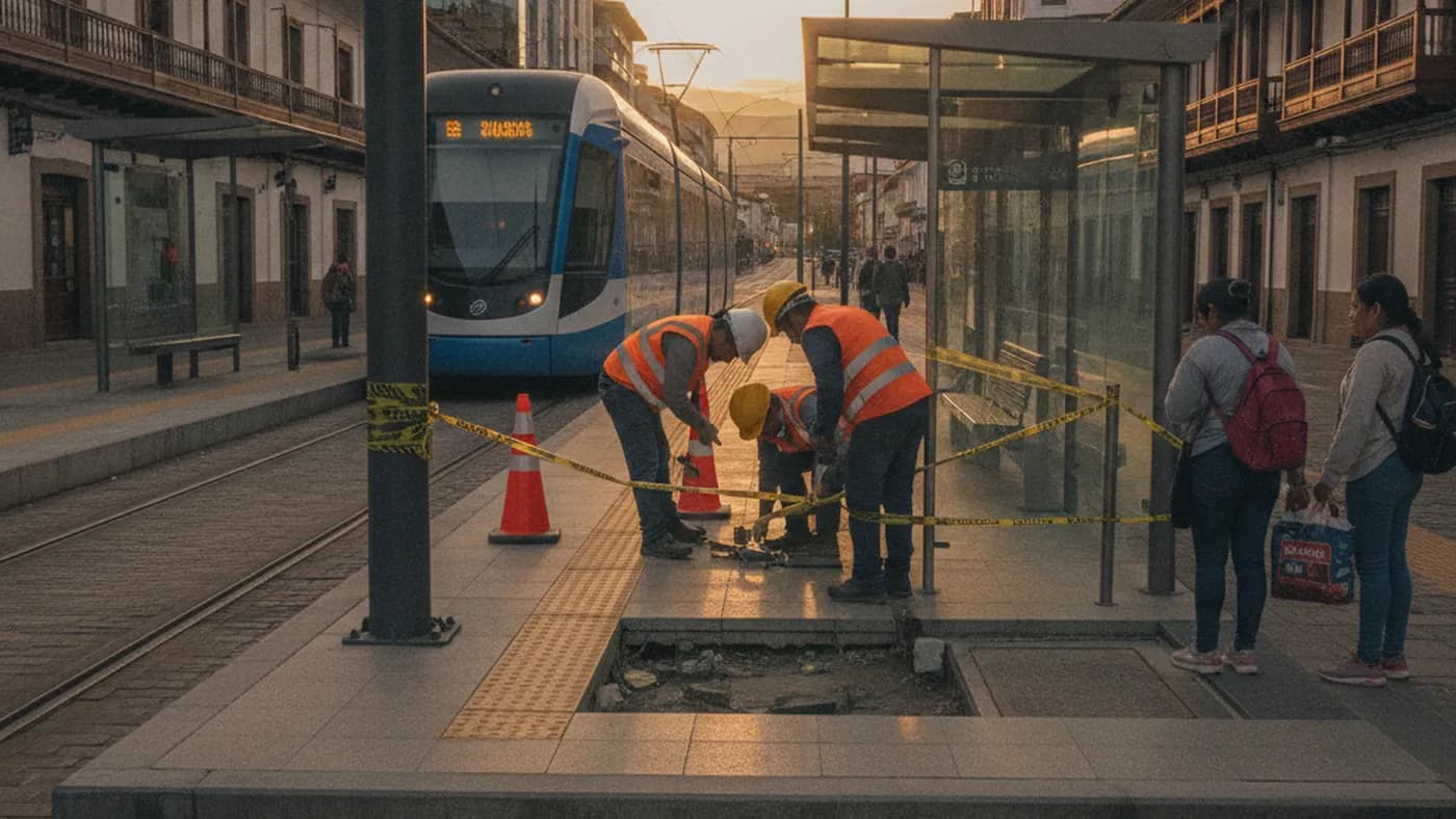 Tranvía Is Repairing the Ordóñez Lasso Stop After a Trailer Incident