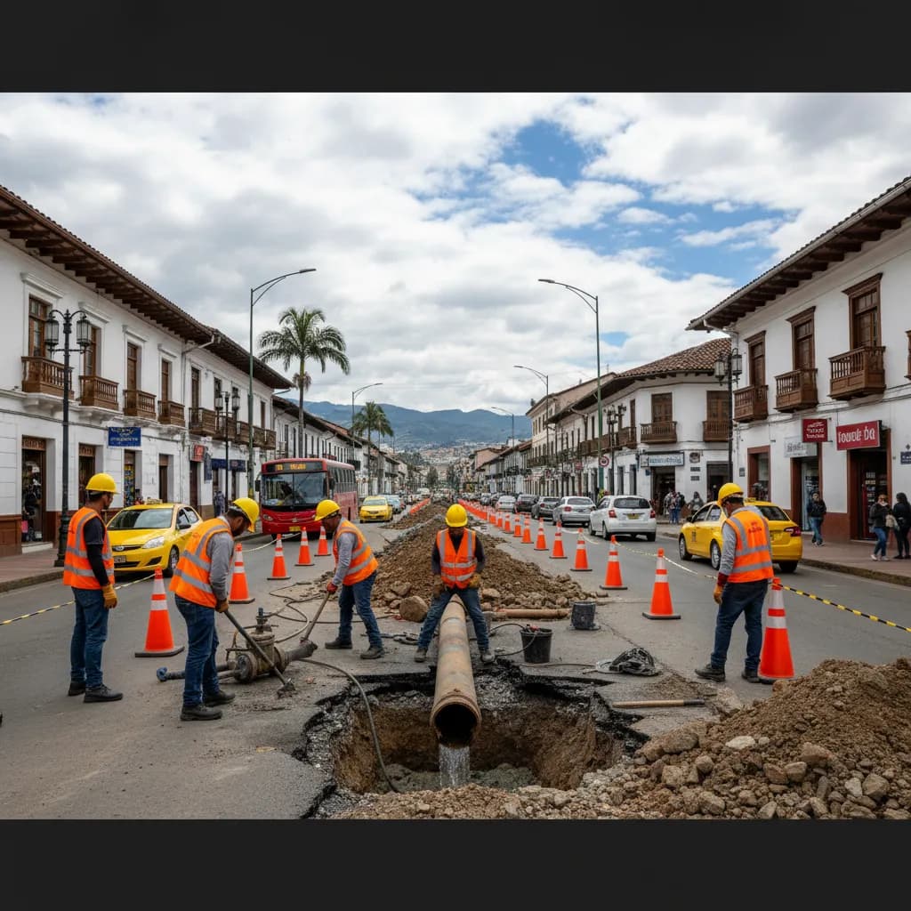 Water Main Break Disrupts Service Near Remigio Crespo